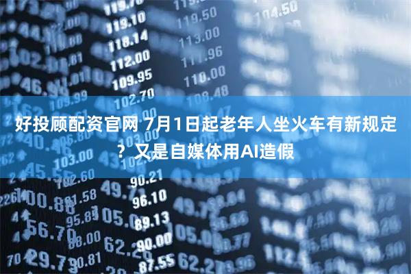 好投顾配资官网 7月1日起老年人坐火车有新规定？又是自媒体用AI造假