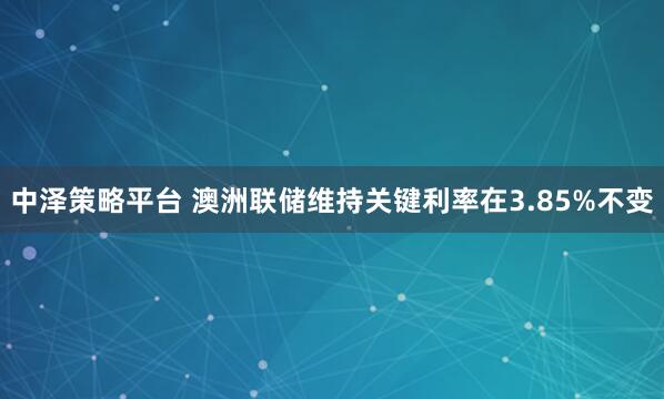 中泽策略平台 澳洲联储维持关键利率在3.85%不变