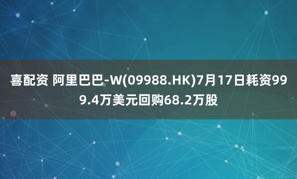 喜配资 阿里巴巴-W(09988.HK)7月17日耗资999.4万美元回购68.2万股
